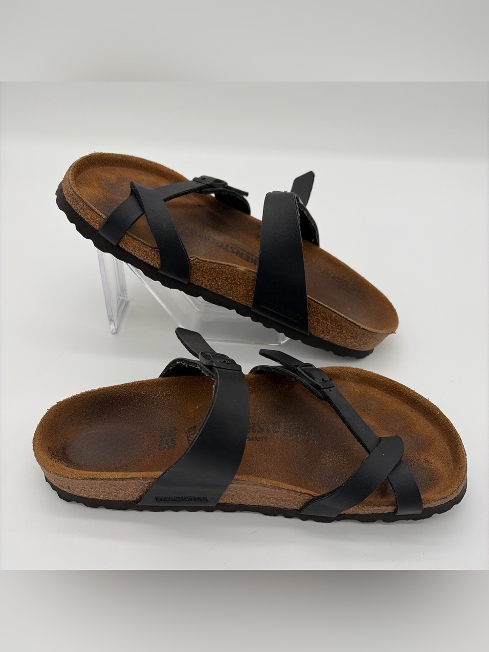 BIRKENSTOCK Mayari Leather Black Birks Sandals Size 38 Summer Casual Comfortable - Picture 3 of 7